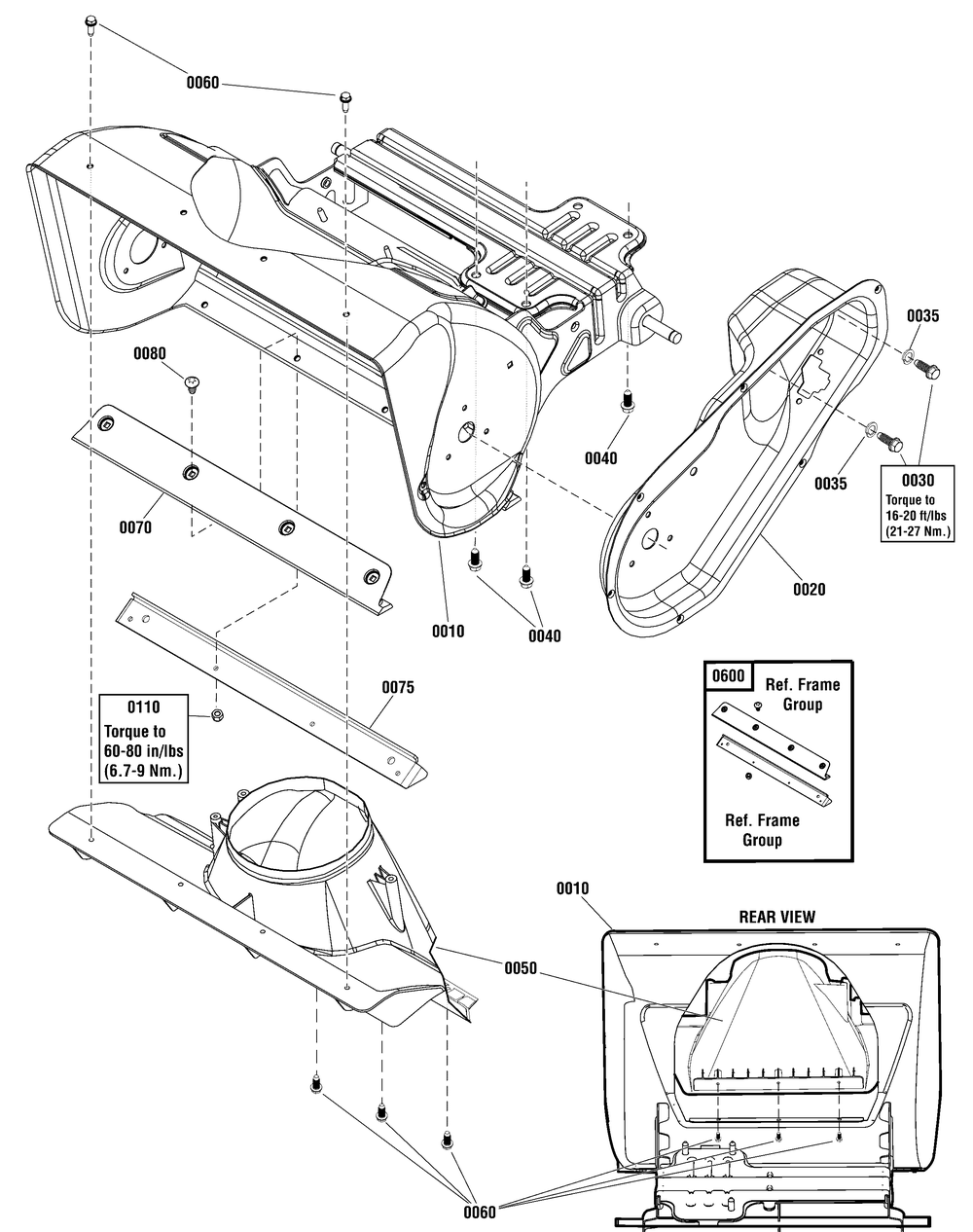Frame Group Diagram and Parts List for 1696950-00-1022EE  Briggs and Stratton Snow Blower